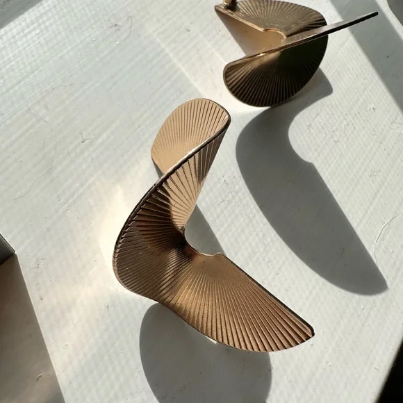 Gold Tone Spiral Earrings - Picture 4 of 7